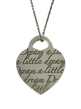 Tiffany Dream a Little Dream Silver Medium Heart Script Necklace